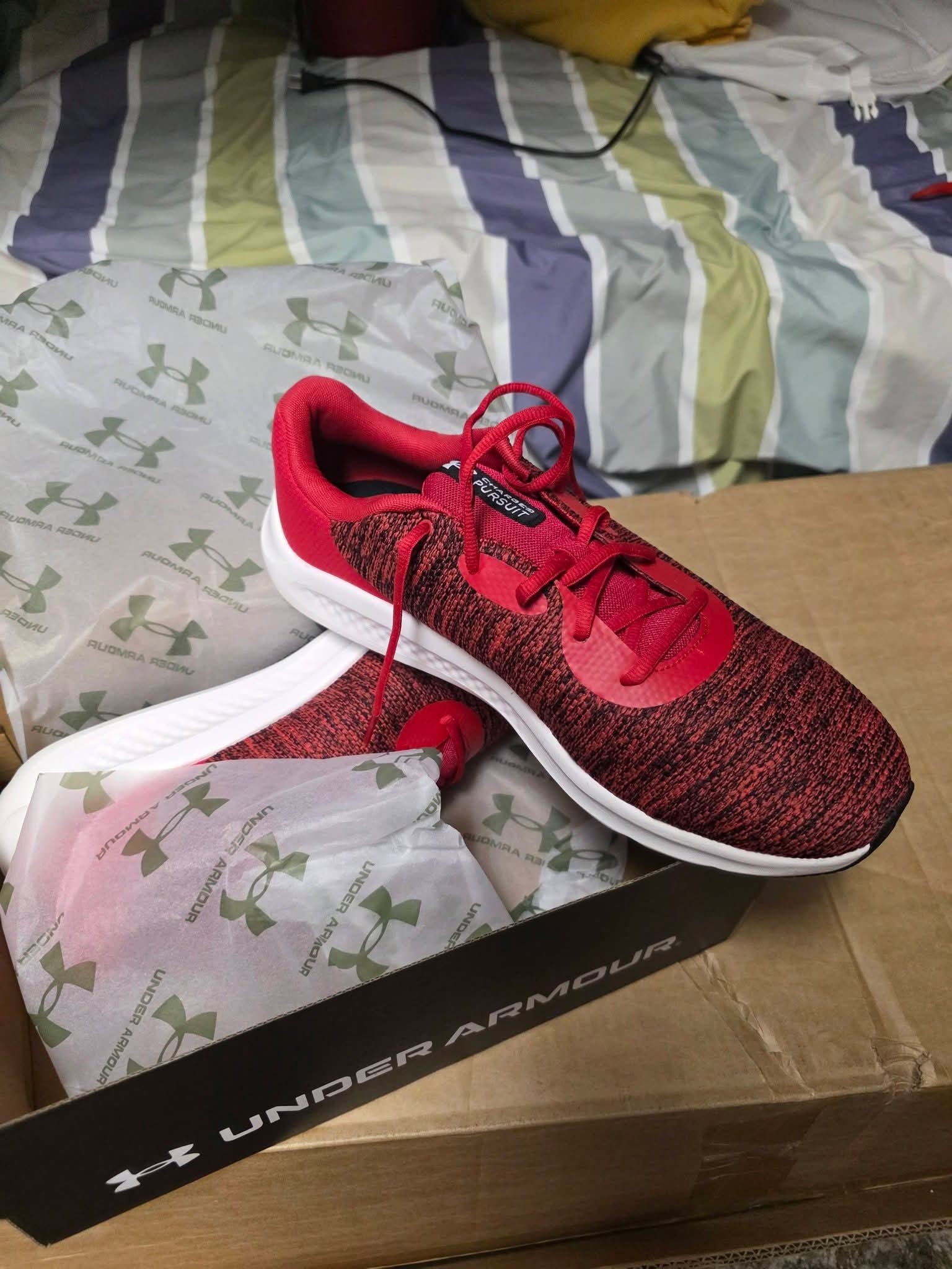 Under Armour Red And Black Knit Trainer